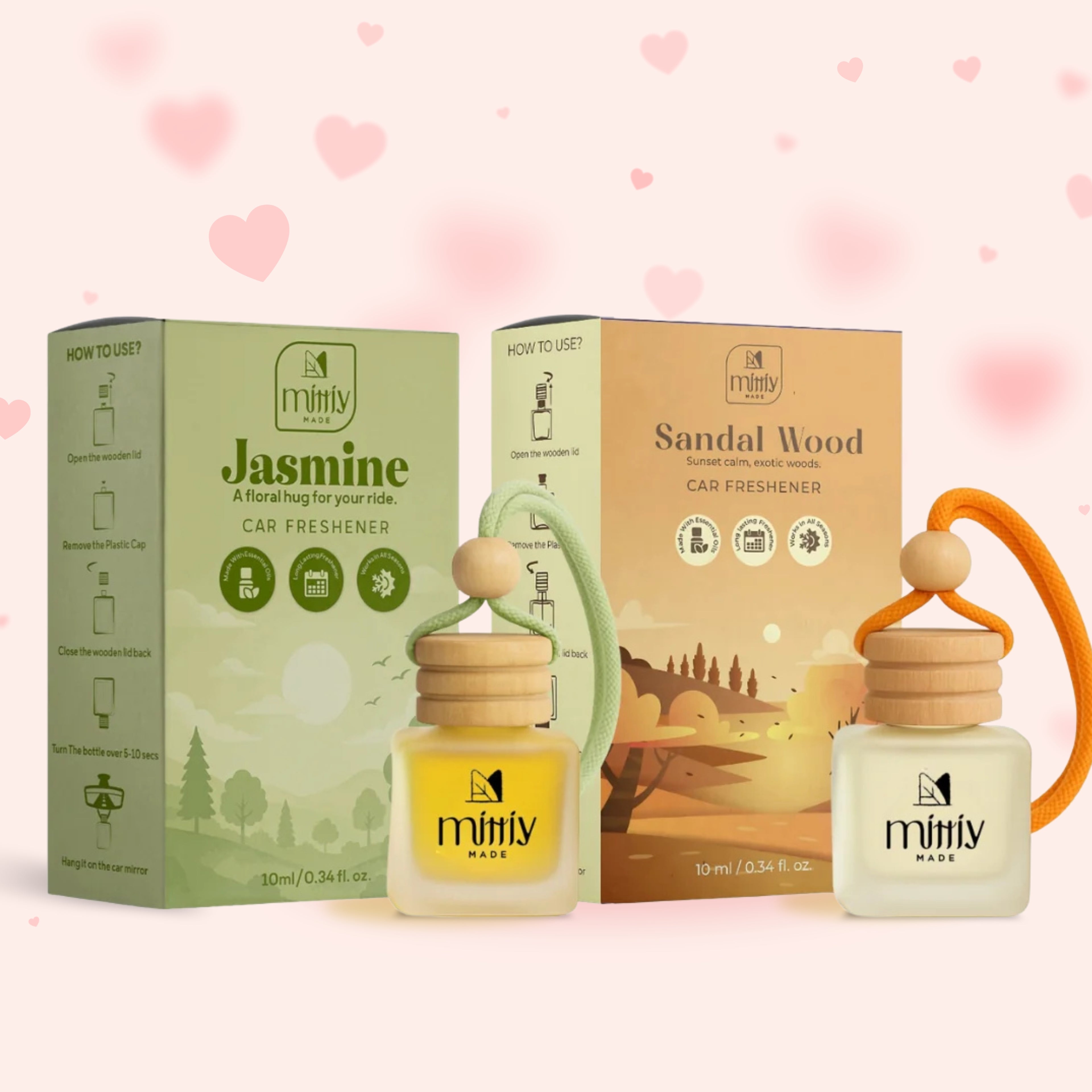 Pack of 2 ~ Sandalwood & Jasmine Car Perfume