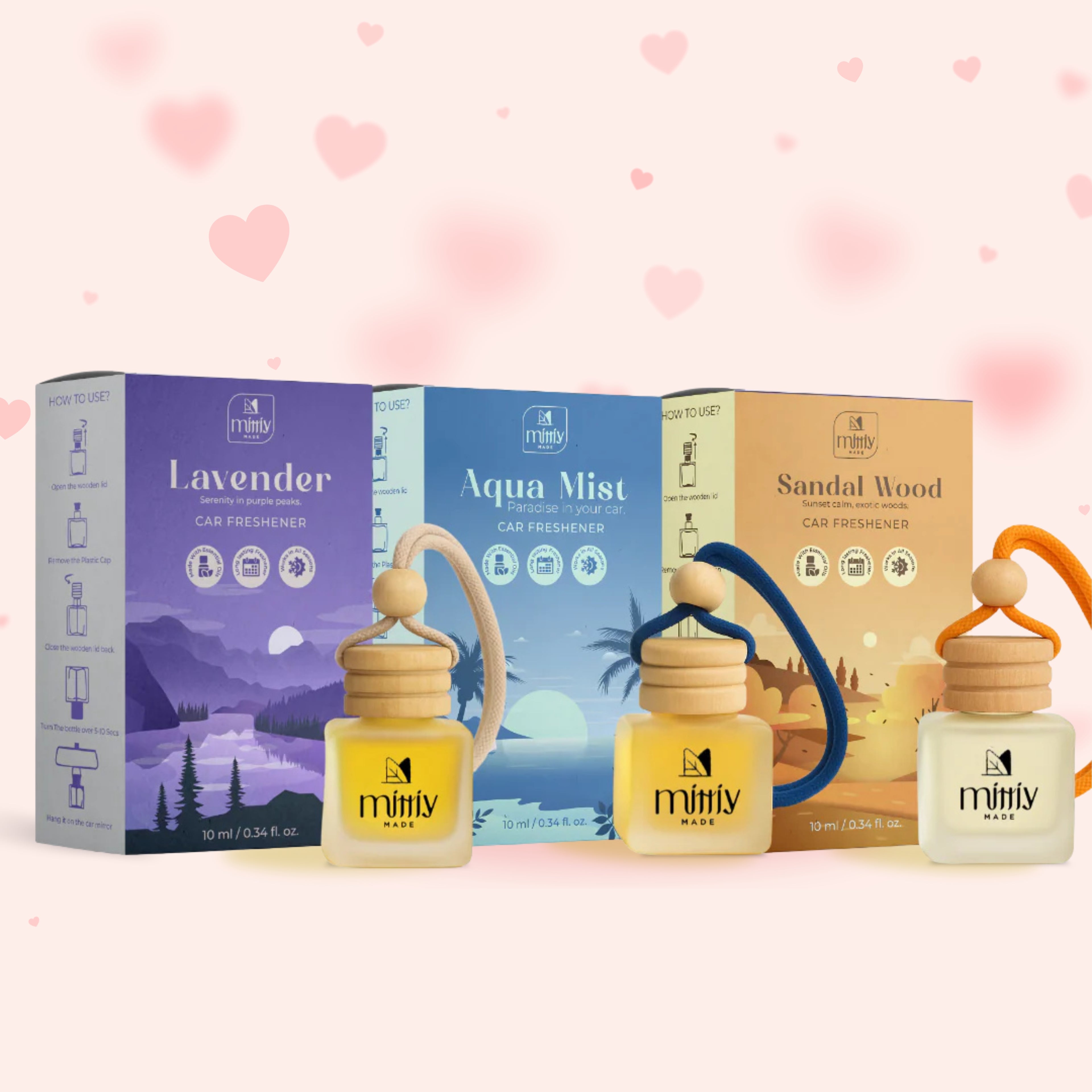 Pack of 3 ~ Essential Oil Car Perfume