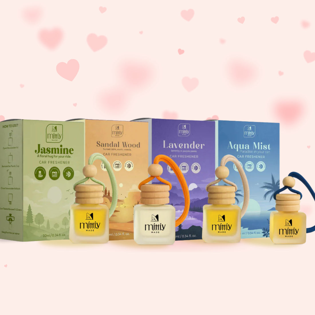 Pack of 4 ~ Essential Oil Car Perfume