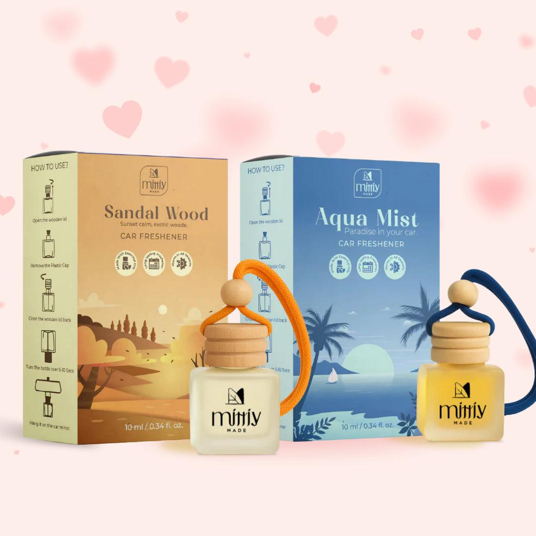 Pack of 2 ~ Sandalwood &amp; Aqua Mist Car Perfume